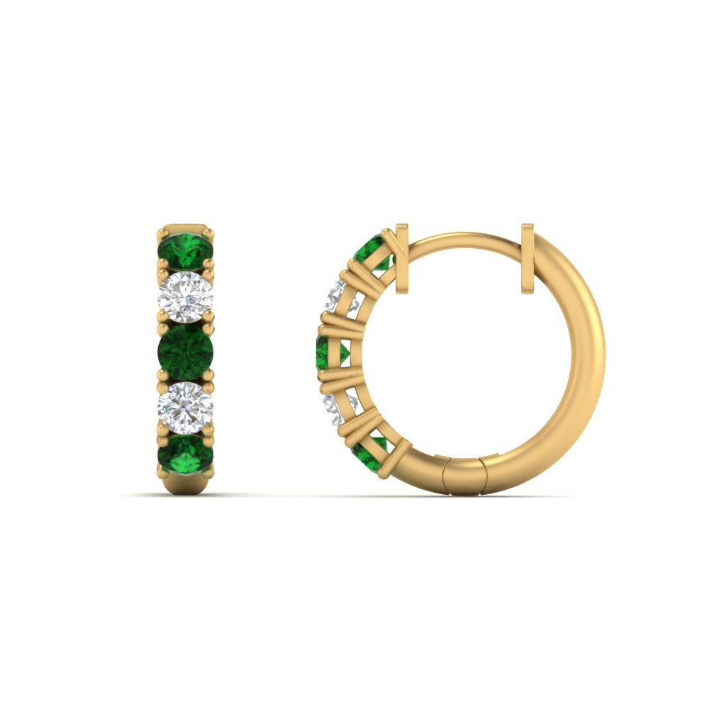 1-ct.-diamond-small-hoop-earring-with-emerald-in-yellow-gold-FD-EAR10773GEMGR-NL-YG