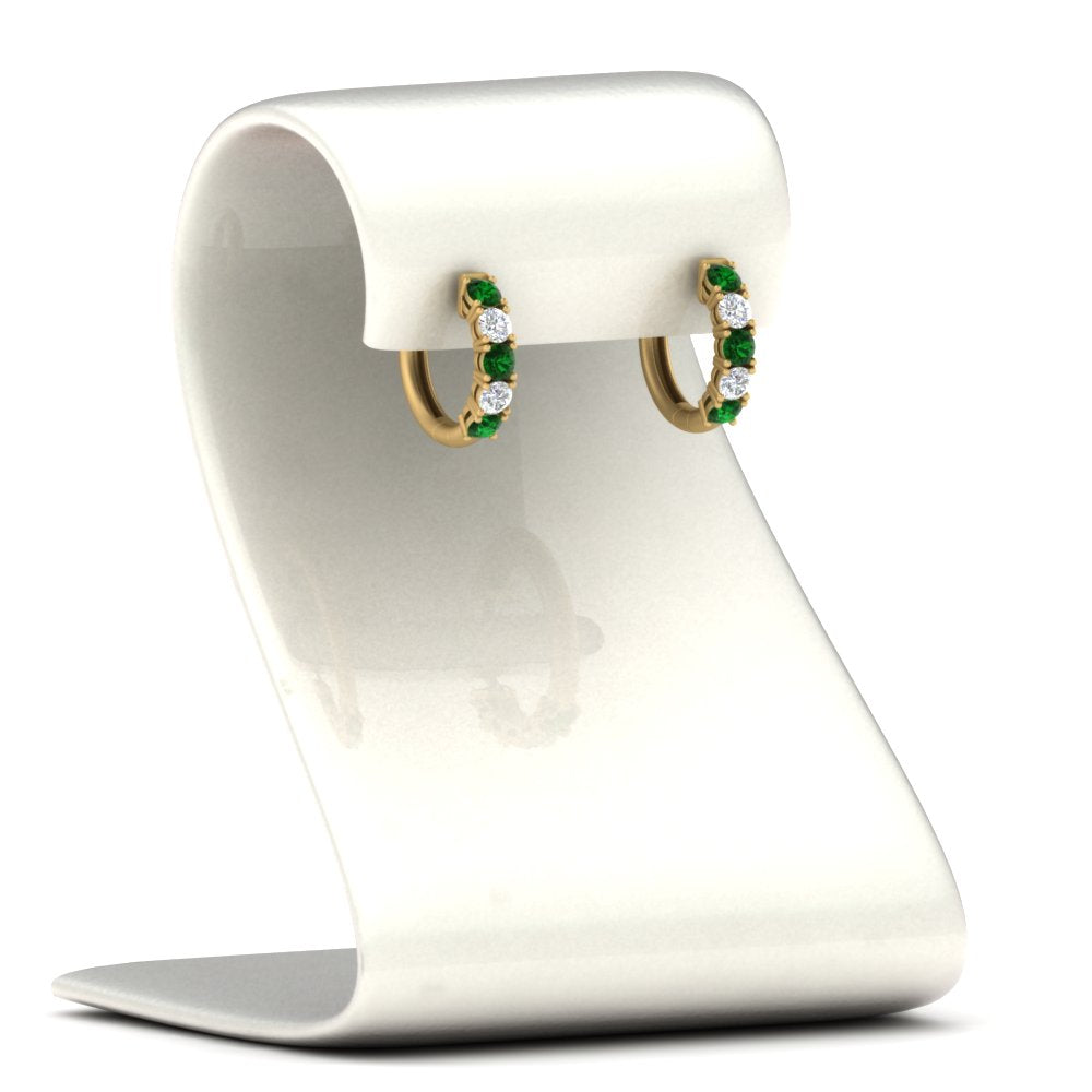 1-ct.-diamond-small-hoop-earring-with-emerald-in-yellow-gold-FD-EAR10773GEMGR-NL-YG