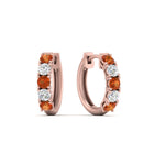 Load image into Gallery viewer, 1-ct.-diamond-small-hoop-earring-with-orange-sapphire-in-rose-gold-FD-EAR10773GSAOR-NL-RG
