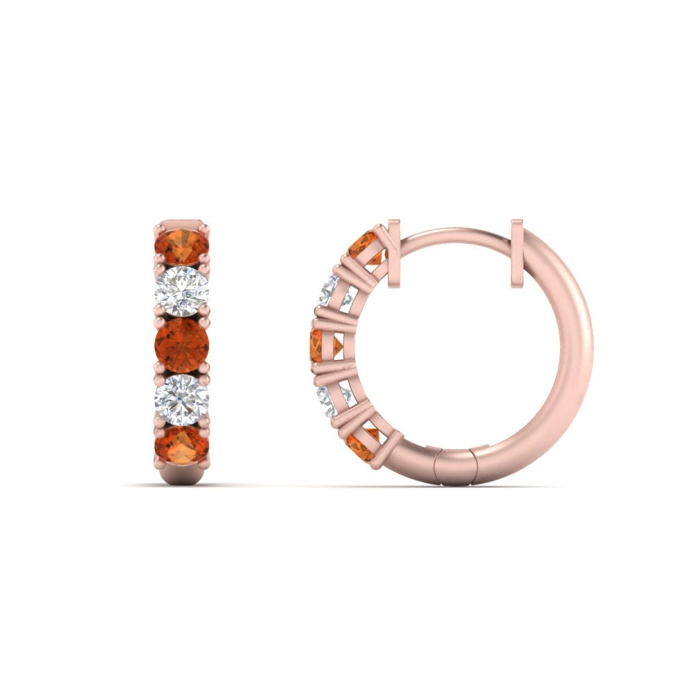 1-ct.-diamond-small-hoop-earring-with-orange-sapphire-in-rose-gold-FD-EAR10773GSAOR-NL-RG