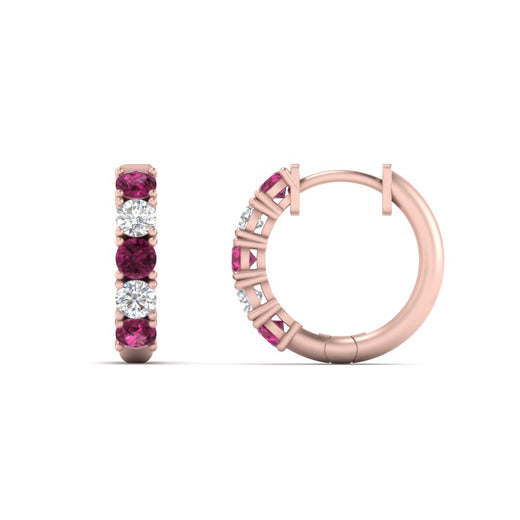 1-ct.-diamond-small-hoop-earring-with-pink-sapphire-in-rose-gold-FD-EAR10773GSADRPI-NL-RG