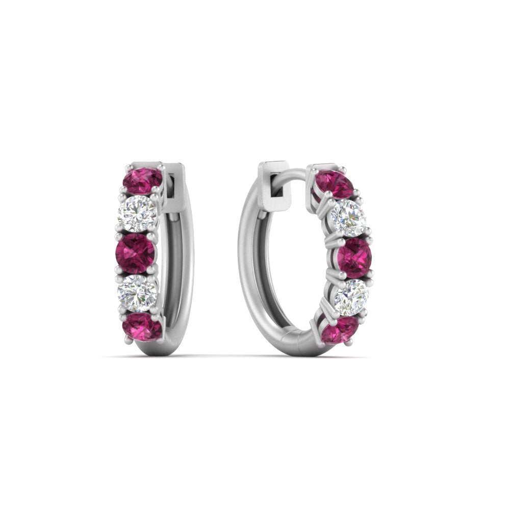 1-ct.-diamond-small-hoop-earring-with-pink-sapphire-in-white-gold-FD-EAR10773GSADRPI-NL-WG
