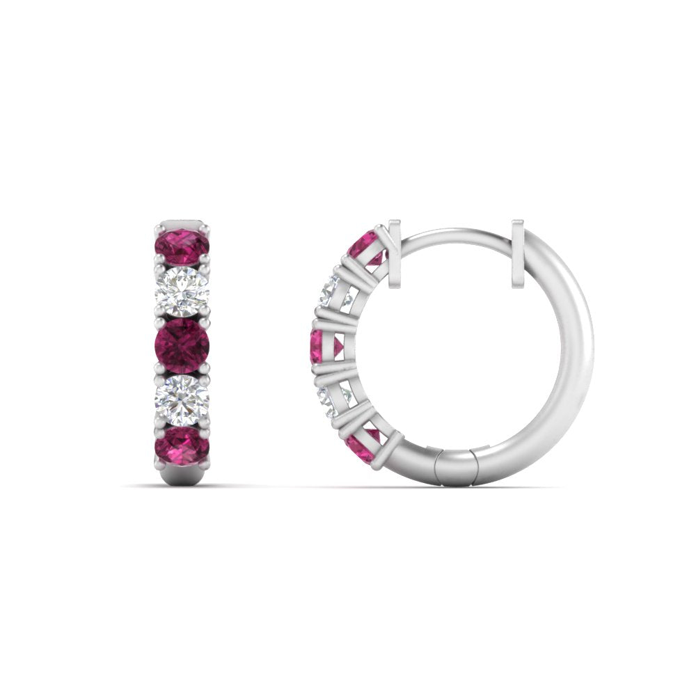 1-ct.-diamond-small-hoop-earring-with-pink-sapphire-in-white-gold-FD-EAR10773GSADRPI-NL-WG