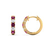 Load image into Gallery viewer, 1-ct.-diamond-small-hoop-earring-with-pink-sapphire-in-yellow-gold-FD-EAR10773GSADRPI-NL-YG