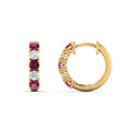 Thumbnail 83 - 1-ct.-diamond-small-hoop-earring-with-pink-sapphire-in-yellow-gold-FD-EAR10773GSADRPI-NL-YG