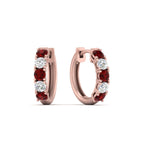 Load image into Gallery viewer, 1-ct.-diamond-small-hoop-earring-with-ruby-in-rose-gold-FD-EAR10773GRUDR-NL-RG
