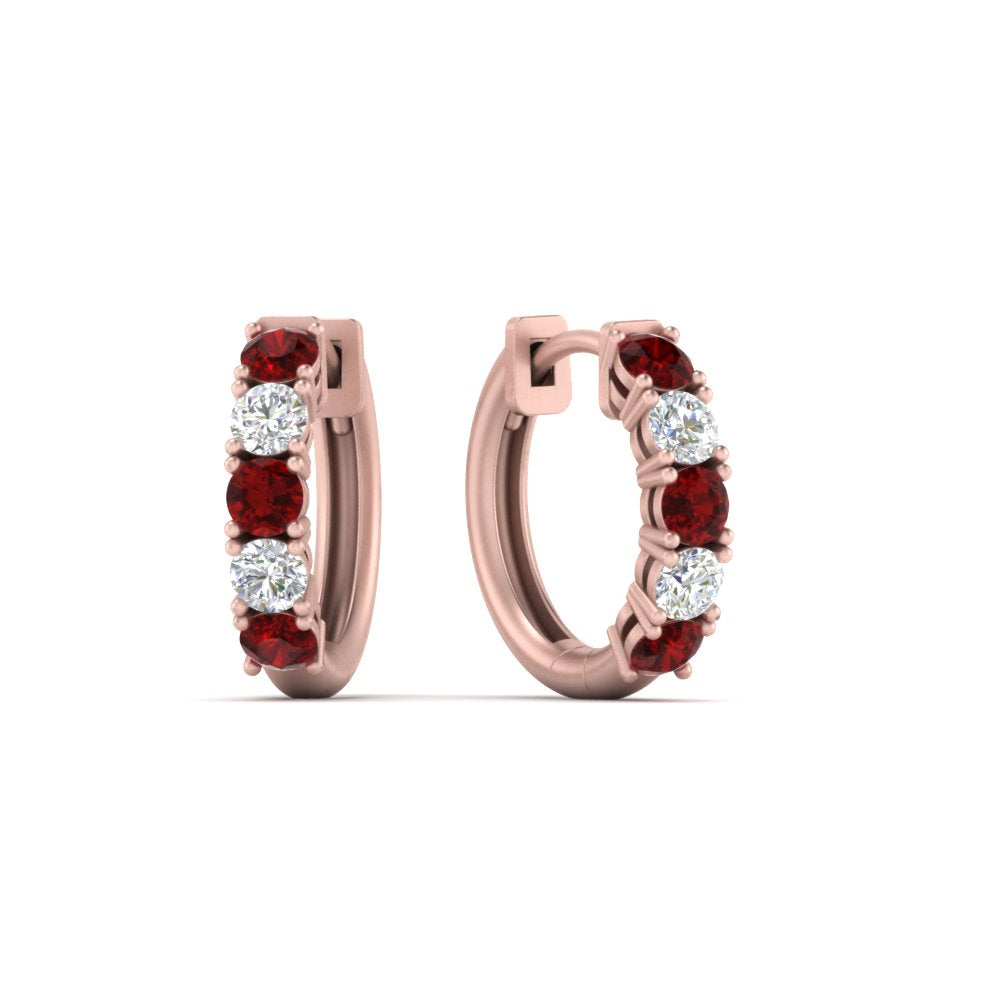 1-ct.-diamond-small-hoop-earring-with-ruby-in-rose-gold-FD-EAR10773GRUDR-NL-RG