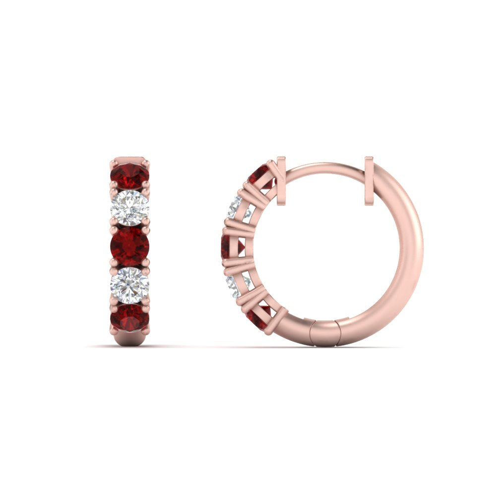 1-ct.-diamond-small-hoop-earring-with-ruby-in-rose-gold-FD-EAR10773GRUDR-NL-RG