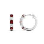 Load image into Gallery viewer, 1-ct.-diamond-small-hoop-earring-with-ruby-in-white-gold-FD-EAR10773GRUDR-NL-WG
