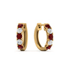 Load image into Gallery viewer, 1-ct.-diamond-small-hoop-earring-with-ruby-in-yellow-gold-FD-EAR10773GRUDR-NL-YG
