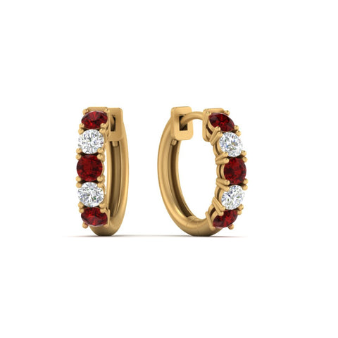 1-ct.-diamond-small-hoop-earring-with-ruby-in-yellow-gold-FD-EAR10773GRUDR-NL-YG