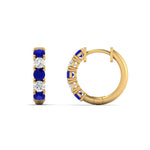 Load image into Gallery viewer, 1-ct.-diamond-small-hoop-earring-with-sapphire-in-yellow-gold-FD-EAR10773GSABL-NL-YG
