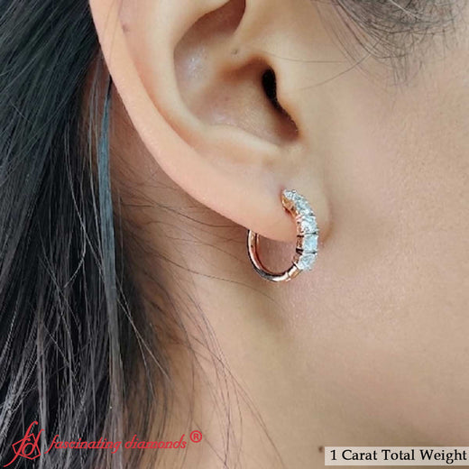 1 Carat Sparkle Five Stone Hoop Earrings
