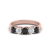 Load image into Gallery viewer, 1-ct.-diamond-trellis-5-stone-wedding-band-with-black-diamond-in-rose-gold-FD10769RO-1.00CTGBLACKANGLE3-NL-RG