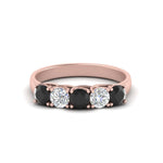 Load image into Gallery viewer, 1-ct.-diamond-trellis-5-stone-wedding-band-with-black-diamond-in-rose-gold-FD10769RO-1.00CTGBLACKANGLE3-NL-RG
