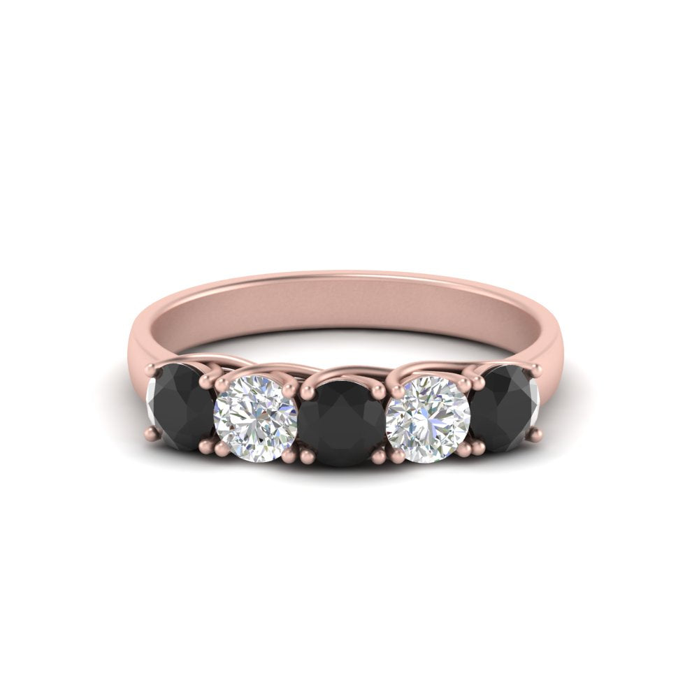 1-ct.-diamond-trellis-5-stone-wedding-band-with-black-diamond-in-rose-gold-FD10769RO-1.00CTGBLACKANGLE3-NL-RG