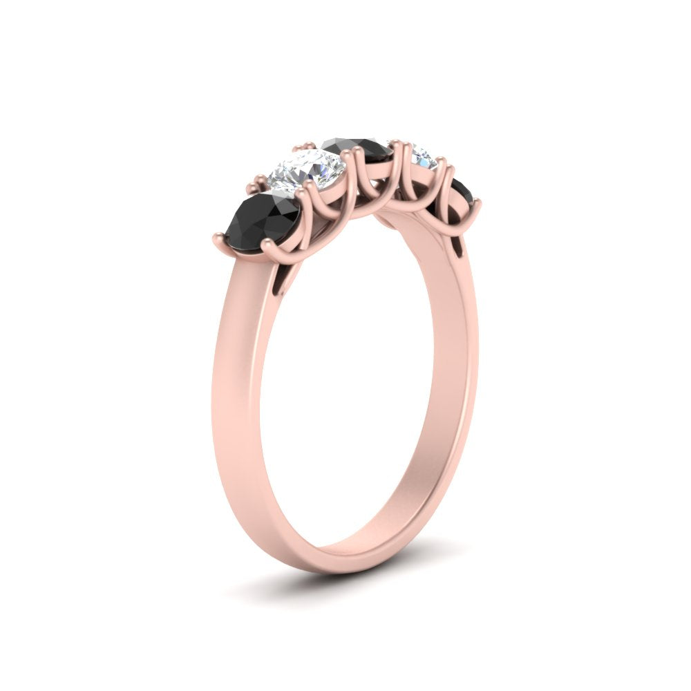 1-ct.-diamond-trellis-5-stone-wedding-band-with-black-diamond-in-rose-gold-FD10769RO-1.00CTGBLACKANGLE3-NL-RG