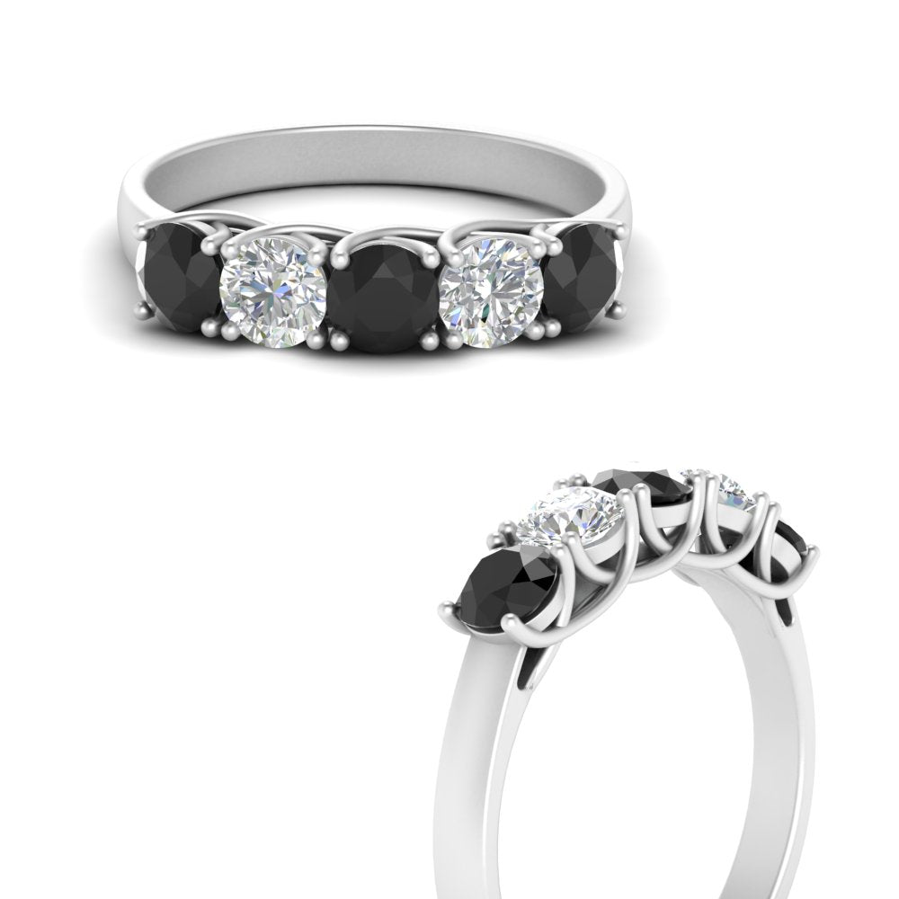 1-ct.-diamond-trellis-5-stone-wedding-band-with-black-diamond-in-white-gold-FD10769RO-1.00CTGBLACKANGLE3-NL-WG