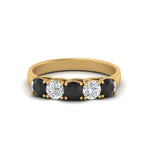 Load image into Gallery viewer, 1-ct.-diamond-trellis-5-stone-wedding-band-with-black-diamond-in-yellow-gold-FD10769RO-1.00CTGBLACKANGLE3-NL-YG
