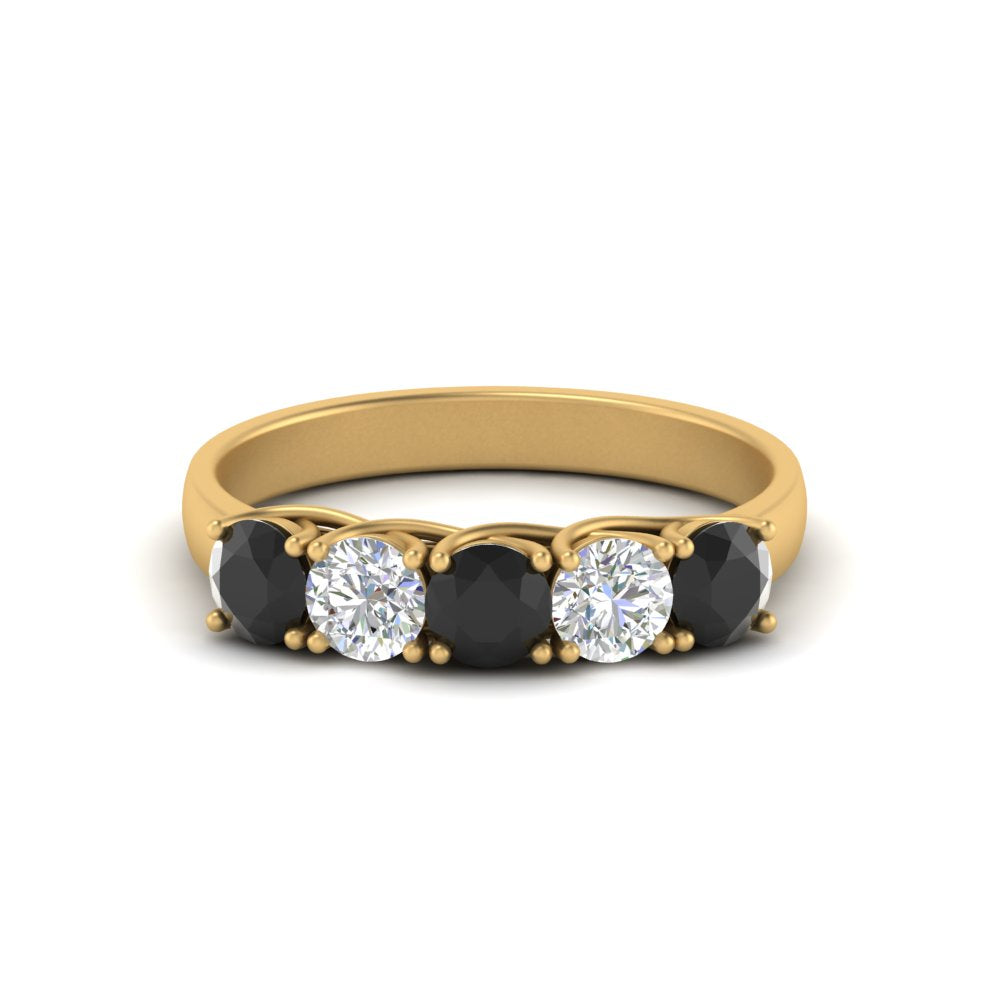 1-ct.-diamond-trellis-5-stone-wedding-band-with-black-diamond-in-yellow-gold-FD10769RO-1.00CTGBLACKANGLE3-NL-YG