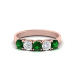 Load image into Gallery viewer, 1-ct.-diamond-trellis-5-stone-wedding-band-with-emerald-in-rose-gold-FD10769RO-1.00CTGEMGRANGLE3-NL-RG

