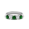 Load image into Gallery viewer, 1-ct.-diamond-trellis-5-stone-wedding-band-with-emerald-in-white-gold-FD10769RO-1.00CTGEMGRANGLE3-NL-WG
