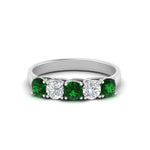 Load image into Gallery viewer, 1-ct.-diamond-trellis-5-stone-wedding-band-with-emerald-in-white-gold-FD10769RO-1.00CTGEMGRANGLE3-NL-WG
