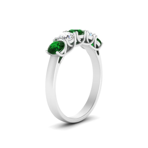 1-ct.-diamond-trellis-5-stone-wedding-band-with-emerald-in-white-gold-FD10769RO-1.00CTGEMGRANGLE3-NL-WG