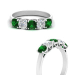 Load image into Gallery viewer, 1-ct.-diamond-trellis-5-stone-wedding-band-with-emerald-in-white-gold-FD10769RO-1.00CTGEMGRANGLE3-NL-WG
