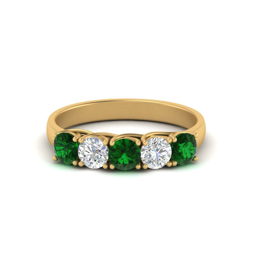 1-ct.-diamond-trellis-5-stone-wedding-band-with-emerald-in-yellow-gold-FD10769RO-1.00CTGEMGRANGLE3-NL-YG
