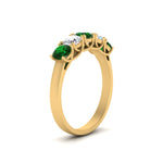 Load image into Gallery viewer, 1-ct.-diamond-trellis-5-stone-wedding-band-with-emerald-in-yellow-gold-FD10769RO-1.00CTGEMGRANGLE3-NL-YG
