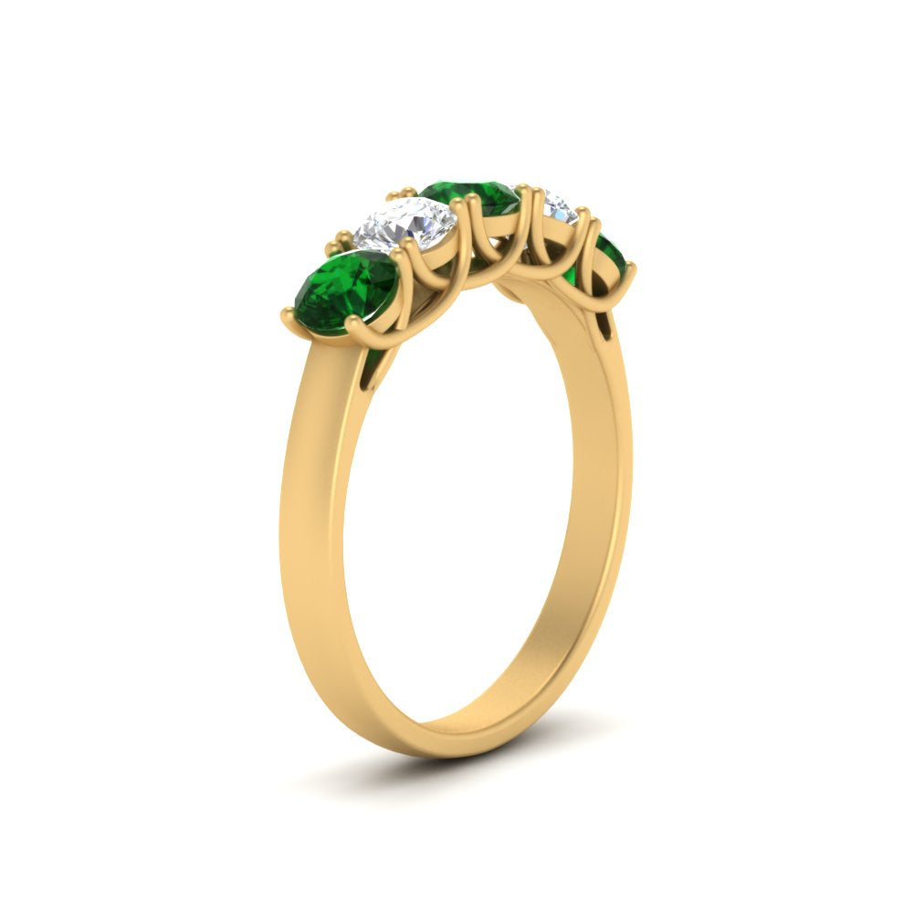 1-ct.-diamond-trellis-5-stone-wedding-band-with-emerald-in-yellow-gold-FD10769RO-1.00CTGEMGRANGLE3-NL-YG