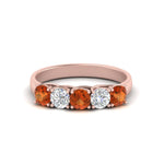 Load image into Gallery viewer, 1-ct.-diamond-trellis-5-stone-wedding-band-with-orange-sapphire-in-rose-gold-FD10769RO-1.00CTGSAORANGLE3-NL-RG
