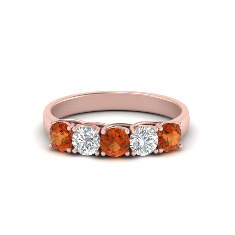1-ct.-diamond-trellis-5-stone-wedding-band-with-orange-sapphire-in-rose-gold-FD10769RO-1.00CTGSAORANGLE3-NL-RG
