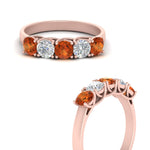 Load image into Gallery viewer, 1-ct.-diamond-trellis-5-stone-wedding-band-with-orange-sapphire-in-rose-gold-FD10769RO-1.00CTGSAORANGLE3-NL-RG
