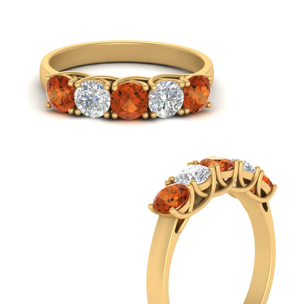 1-ct.-diamond-trellis-5-stone-wedding-band-with-orange-sapphire-in-yellow-gold-FD10769RO-1.00CTGSAORANGLE3-NL-YG