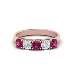 Load image into Gallery viewer, 1-ct.-diamond-trellis-5-stone-wedding-band-with-pink-sapphire-in-rose-gold-FD10769RO-1.00CTGSADRPIANGLE3-NL-RG
