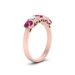 Load image into Gallery viewer, 1-ct.-diamond-trellis-5-stone-wedding-band-with-pink-sapphire-in-rose-gold-FD10769RO-1.00CTGSADRPIANGLE3-NL-RG
