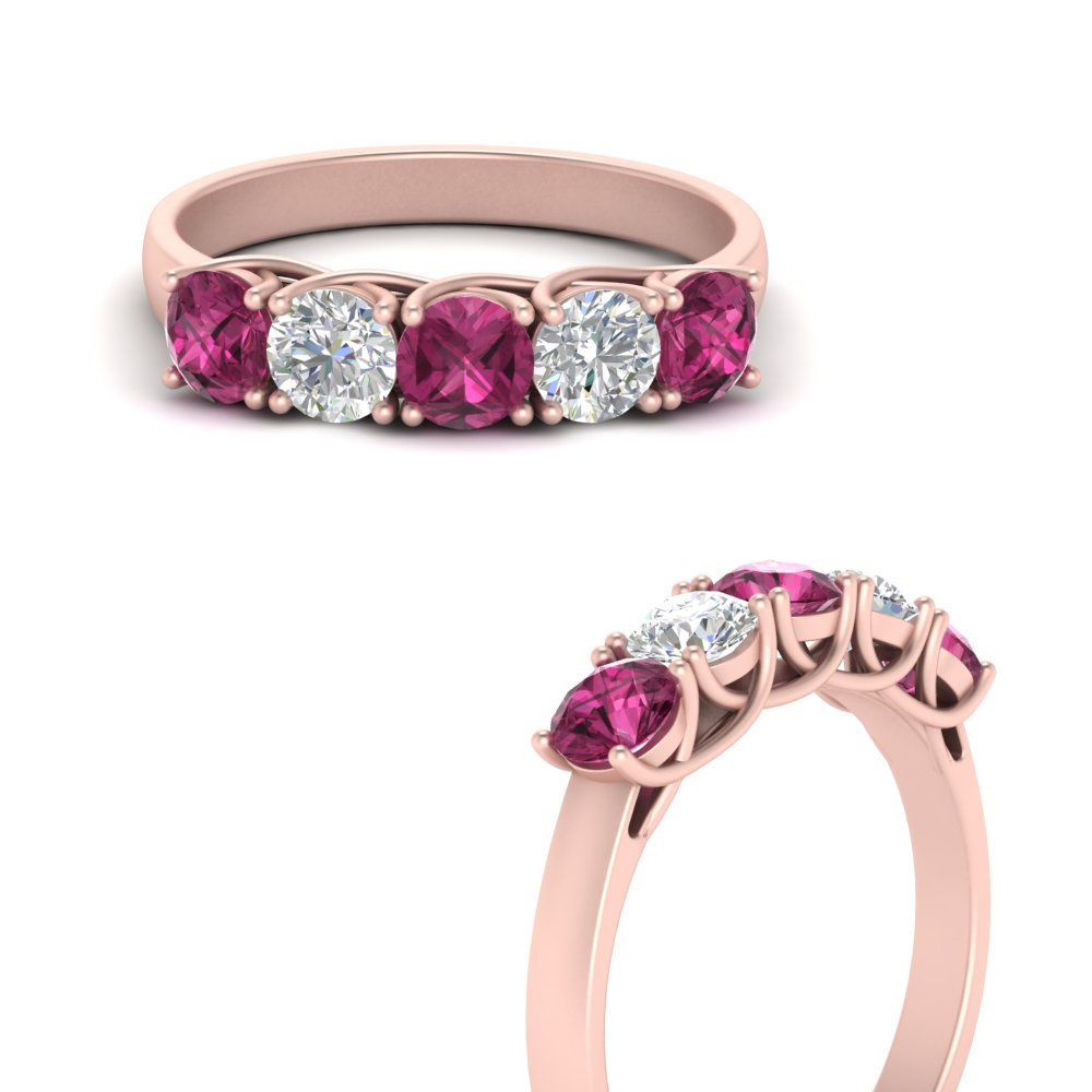 1-ct.-diamond-trellis-5-stone-wedding-band-with-pink-sapphire-in-rose-gold-FD10769RO-1.00CTGSADRPIANGLE3-NL-RG