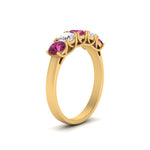 Load image into Gallery viewer, 1-ct.-diamond-trellis-5-stone-wedding-band-with-pink-sapphire-in-yellow-gold-FD10769RO-1.00CTGSADRPIANGLE3-NL-YG
