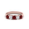 Load image into Gallery viewer, 1-ct.-diamond-trellis-5-stone-wedding-band-with-ruby-in-rose-gold-FD10769RO-1.00CTGRUDRANGLE3-NL-RG