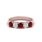 Load image into Gallery viewer, 1-ct.-diamond-trellis-5-stone-wedding-band-with-ruby-in-rose-gold-FD10769RO-1.00CTGRUDRANGLE3-NL-RG
