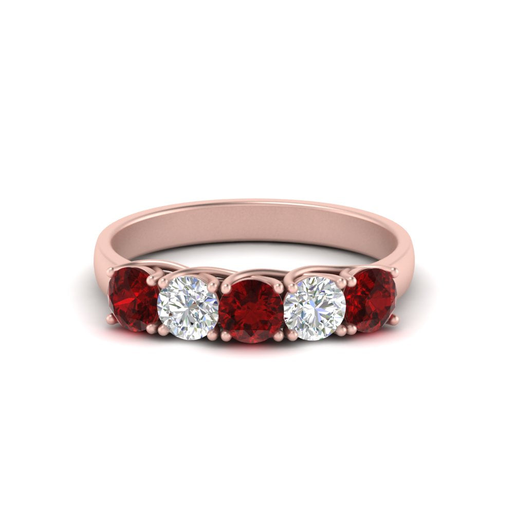 1-ct.-diamond-trellis-5-stone-wedding-band-with-ruby-in-rose-gold-FD10769RO-1.00CTGRUDRANGLE3-NL-RG