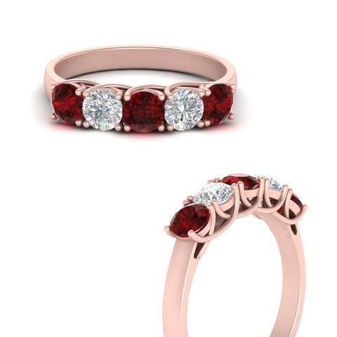 1-ct.-diamond-trellis-5-stone-wedding-band-with-ruby-in-rose-gold-FD10769RO-1.00CTGRUDRANGLE3-NL-RG