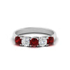 Load image into Gallery viewer, 1-ct.-diamond-trellis-5-stone-wedding-band-with-ruby-in-white-gold-FD10769RO-1.00CTGRUDRANGLE3-NL-WG