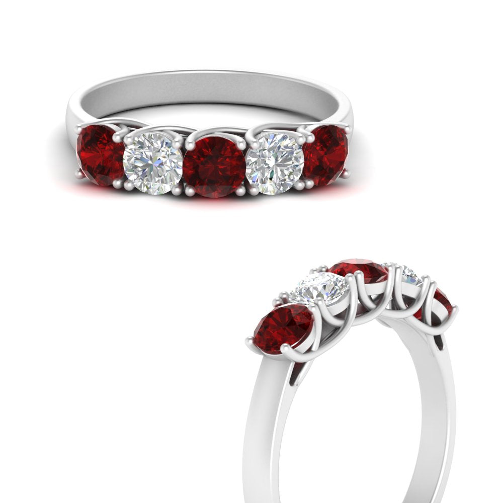 1-ct.-diamond-trellis-5-stone-wedding-band-with-ruby-in-white-gold-FD10769RO-1.00CTGRUDRANGLE3-NL-WG