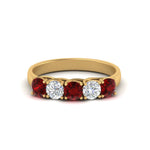 Load image into Gallery viewer, 1-ct.-diamond-trellis-5-stone-wedding-band-with-ruby-in-yellow-gold-FD10769RO-1.00CTGRUDRANGLE3-NL-YG
