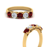 Load image into Gallery viewer, 1-ct.-diamond-trellis-5-stone-wedding-band-with-ruby-in-yellow-gold-FD10769RO-1.00CTGRUDRANGLE3-NL-YG
