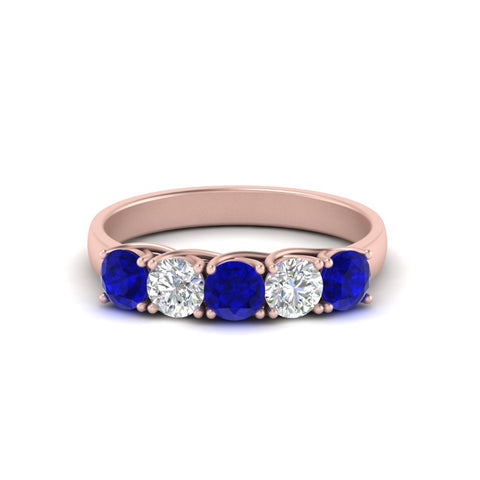1-ct.-diamond-trellis-5-stone-wedding-band-with-sapphire-in-rose-gold-FD10769RO-1.00CTGSABLANGLE3-NL-RG