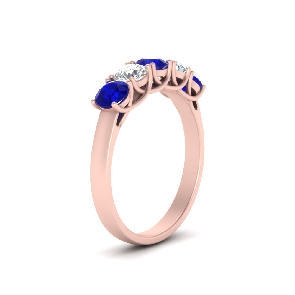 1-ct.-diamond-trellis-5-stone-wedding-band-with-sapphire-in-rose-gold-FD10769RO-1.00CTGSABLANGLE3-NL-RG